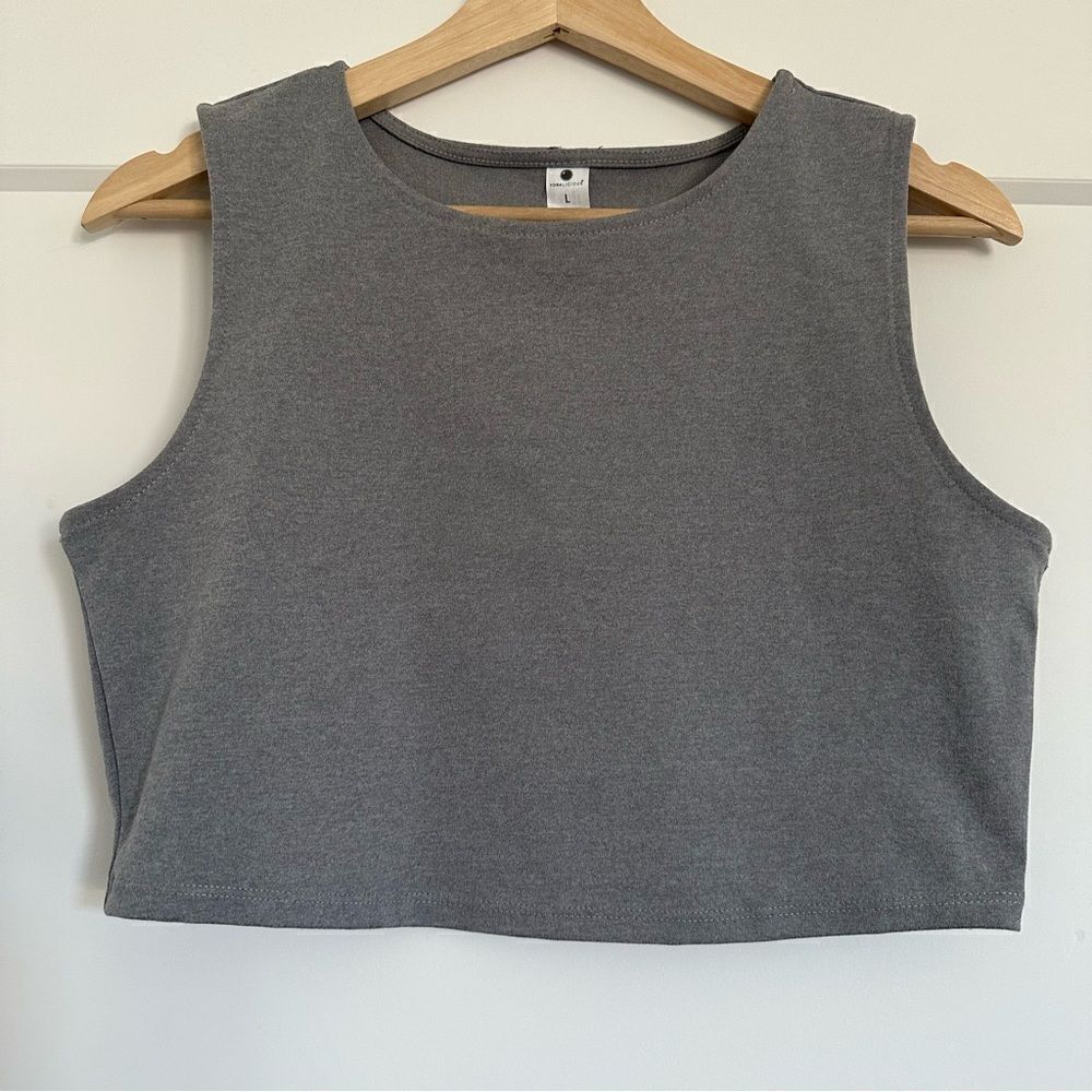 Yogalicious Gray Soft Activewear Workout Stretch Cropped Tank Top Shirt